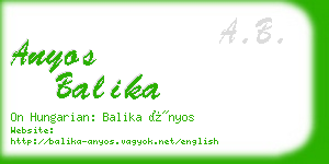 anyos balika business card
